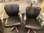2 professionele kappersstoelen met pomp, Gebruikt, Twee, Zwart, Leer