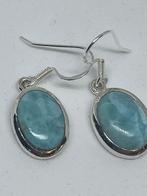 Zilveren Oorbellen met Echte Larimar, Blauw, Nieuw, 5646JA, Info@zilverenedelstenen.nl