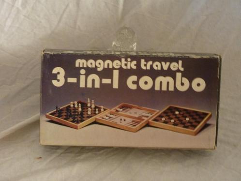 3 in 1 combo reis spel, Hobby en Vrije tijd, Gezelschapsspellen | Bordspellen, Gebruikt, Een of twee spelers, Reisspel, Ophalen of Verzenden