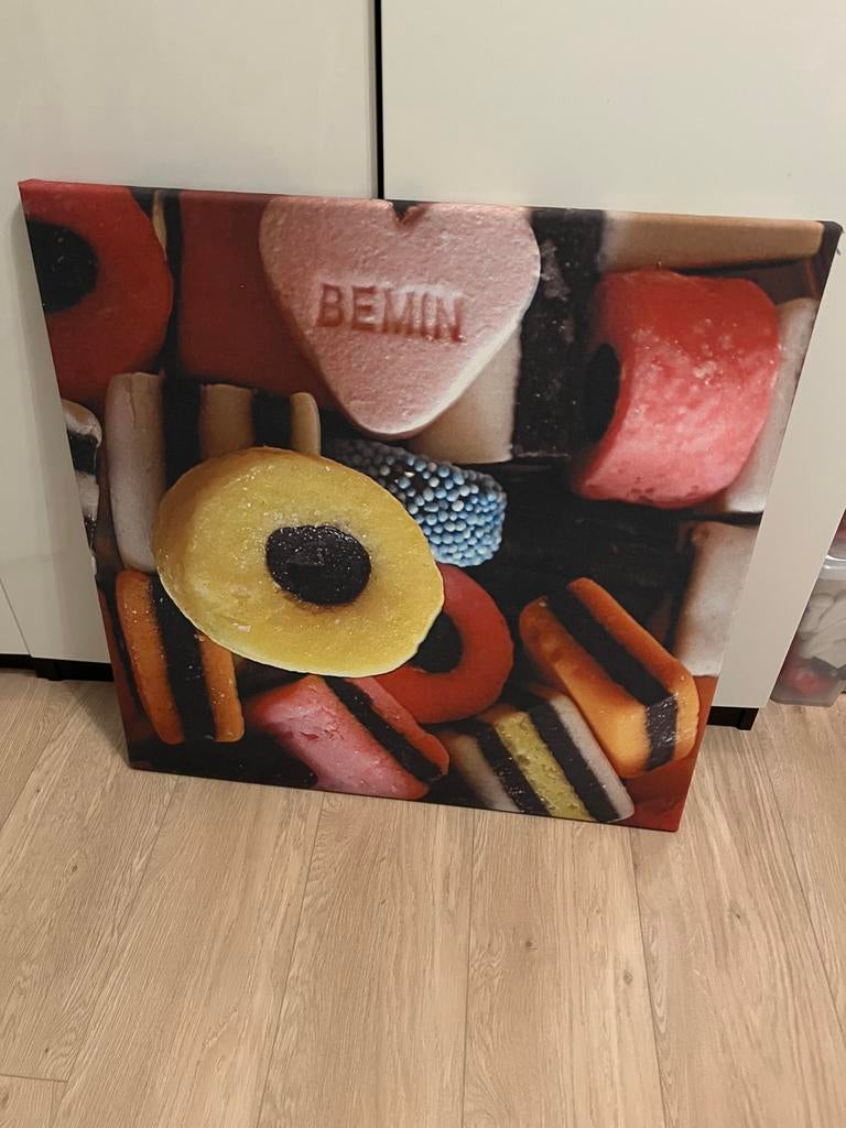 Canvas Schilderij Snoep 75x75cm, Ophalen, Nieuw, Schilderij, 75 tot 100 cm