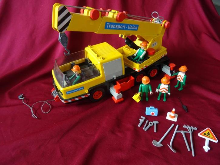 playmobil takelwagen Transport-Union mobiele kraan wagen '74, Kinderen en Baby's, Speelgoed | Playmobil, Zo goed als nieuw, Complete set