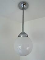 Art Deco hanglamp chroom, Gebruikt, Ophalen of Verzenden, Glas, Minder dan 50 cm