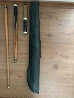 Driedelige Biljartkeu 1,42m + Hoes, Ophalen of Verzenden, Gebruikt, Keu of Ballen