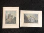 2x afbeelding A3 Zwolle Sassenpoort Grote Markt samenprijs, Antiek en Kunst, Kunst | Litho's en Zeefdrukken, Ophalen of Verzenden