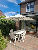 Jardin tuinset wit. 4-delig + 1 standenstoel., Ophalen, Gebruikt, Kunststof