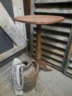 Houten bijzettafeltje rond tafeltje wijntafeltje stoer sober, Ophalen, Minder dan 55 cm, Gebruikt, Rond