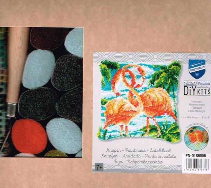 Cado vervaco knooppakket kussen flamingo's, Hobby en Vrije tijd, Borduren en Borduurmachines, Nieuw, Onderdeel of Toebehoren, Ophalen of Verzenden