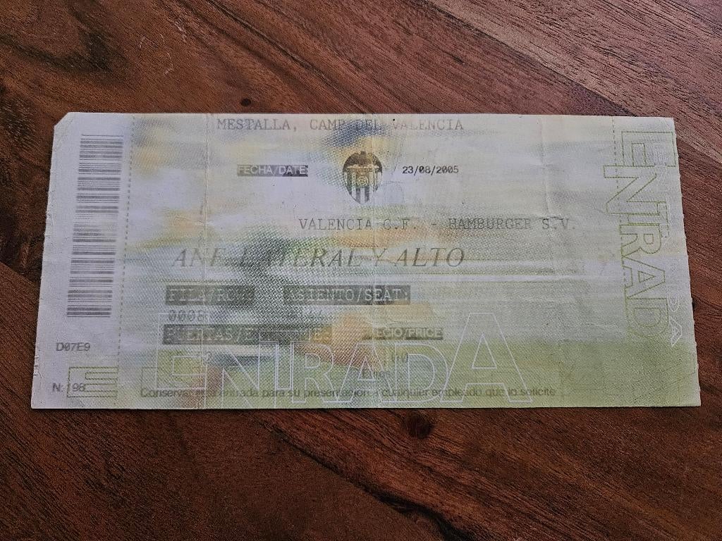 ⚽ Ticket Valencia - Hamburger SV Uefa-Cup 2005-2006 ⚽, Ophalen of Verzenden, Zo goed als nieuw, Buitenlandse clubs, Overige typen
