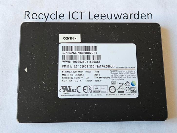 Samsung 256gb laptop ssd hdd hardeschijf pm871a, Computers en Software, Harde schijven, Gebruikt, Laptop, Intern, SSD, SATA, Ophalen of Verzenden
