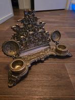 Antieke inktpot barok massief met engelen en briefhouder, Ophalen