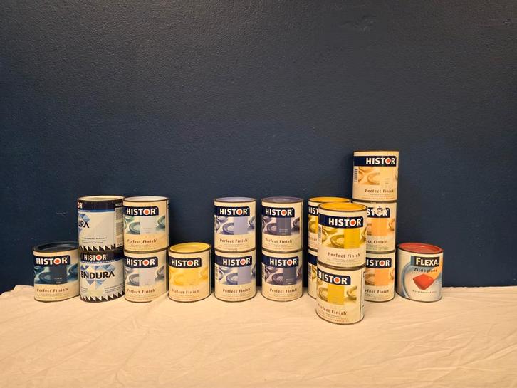 Diverse blikken Histor Perfect Finish verf, Doe-het-zelf en Verbouw, Verf, Beits en Lak, Gebruikt, Verf, Minder dan 5 liter, Overige kleuren