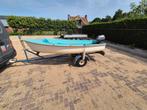 Polyester vis-bootje incl motor en trailer, Watersport en Boten, Ophalen of Verzenden, Zo goed als nieuw, Benzine