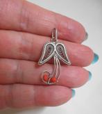 Zilveren antieke hanger met bloedkoralen kraaltjes nr.278, Verzenden, Zilver, Hanger