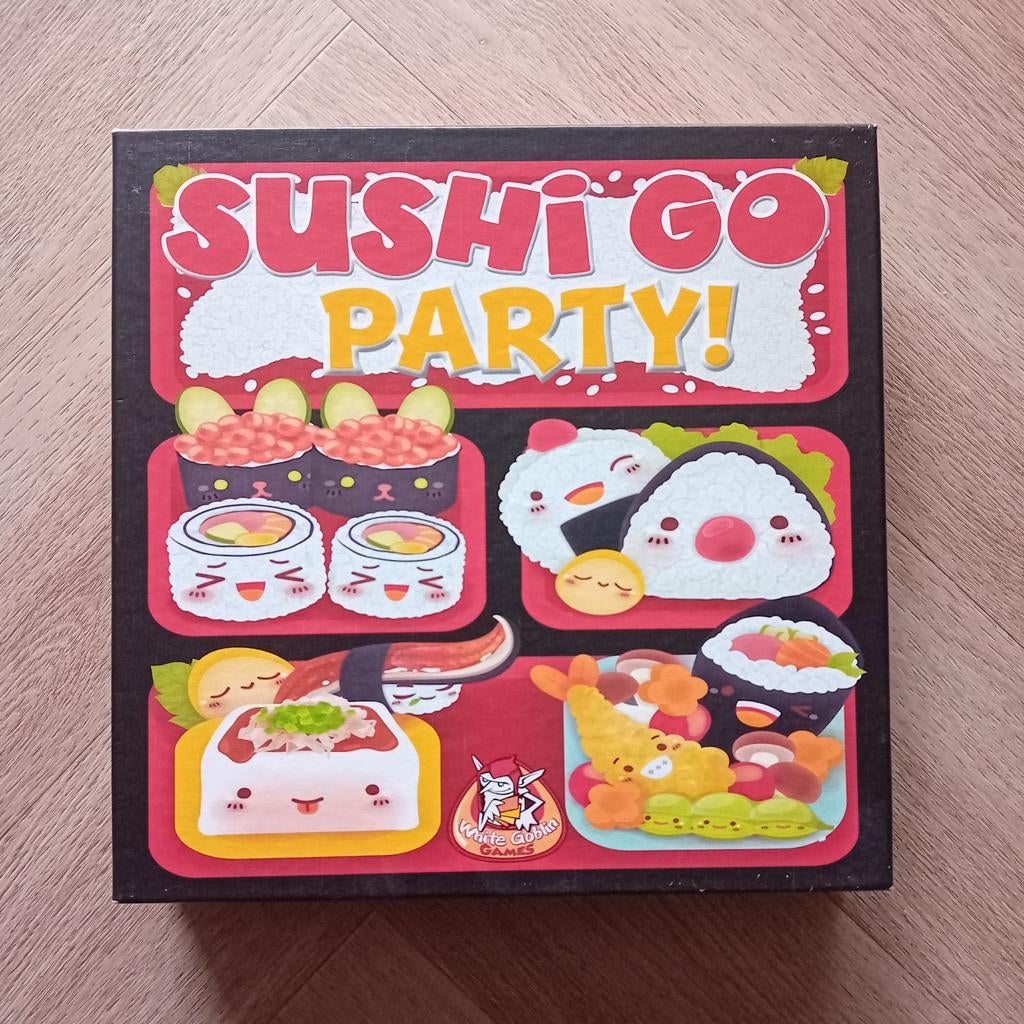 Spel Sushi Go Party!, Hobby en Vrije tijd, Gezelschapsspellen | Bordspellen, Ophalen of Verzenden, Zo goed als nieuw, White Goblin Games