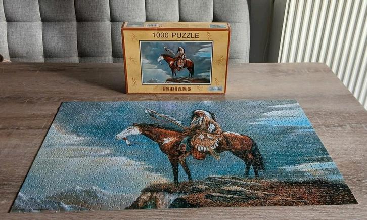 1000 puzzle indians indiaan op paard master line puzzel, Hobby en Vrije tijd, Denksport en Puzzels, Zo goed als nieuw, Legpuzzel