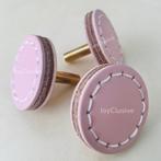 Roze Leer kastknop - Dubbelzijdig met Gestikte Afwerking, Nieuw, Pretty in Pink Kinderkamer Commode Ikea Hemnes Embrasse Deurknop