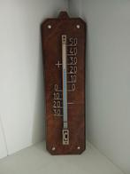 Vintage thermometer met lederen achter plateau, Antiek en Kunst, Ophalen of Verzenden