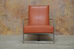 Als NIEUW! terrakleurige leren Topform Prado design fauteuil, Minder dan 75 cm, Design, Metaal, Zo goed als nieuw