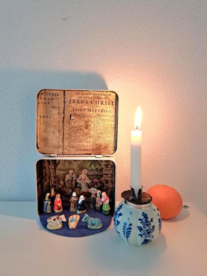 franse kerststal fèves antiek chrèche noël ingeblikt 11 dlg, Antiek en Kunst, Curiosa en Brocante, Verzenden