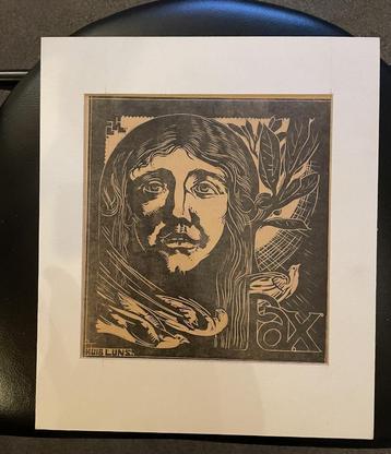 Huib Luns fraaie houtsnede gesneden in peren- langs beschikbaar voor biedingen