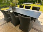 Granieten tuinttafel met 6 stoelen, Tuin en Terras, Tuintafels, Ophalen, Zo goed als nieuw, Rechthoekig, Overige materialen