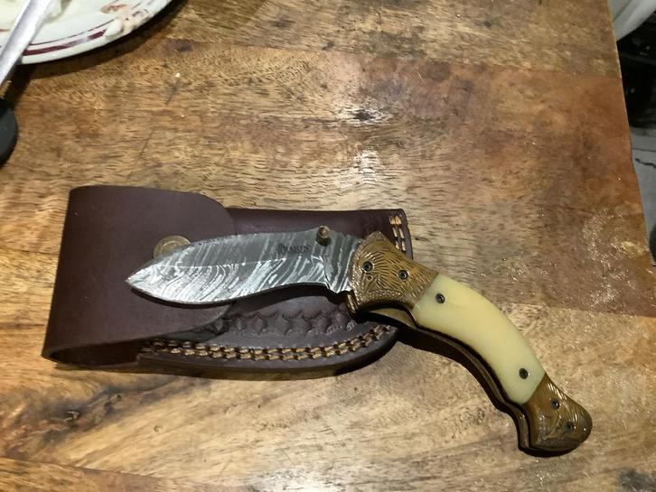 Handgemaakt Raion Damast Zakmes, Verzamelen, Militaria | Algemeen, Overige soorten, Mes of Dolk, Overige gebieden, Ophalen of Verzenden