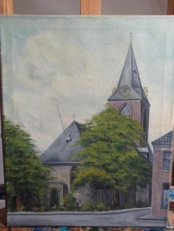 Schilderij van een kerk (Hofkerk in Goor)  beschikbaar voor biedingen