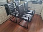 4 grijze industriele eettafel stoelen, Ophalen of Verzenden, Gebruikt, Grijs, Vier