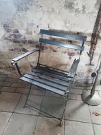 10 inklapbare, oude bistrostoelen met armleuningen, Tuin en Terras, Ophalen, Gebruikt, Inklapbaar