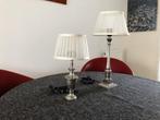 Twee klassieke vernikkelde tafel lampen, Ophalen of Verzenden, Gebruikt, Metaal, Minder dan 50 cm