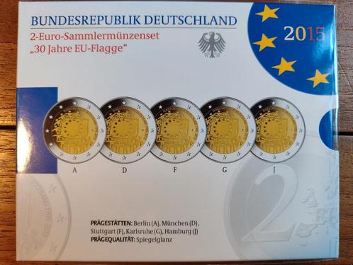 Duitsland 5 x 2 euro Proof 2015 ADGFJ PP VLAG, Postzegels en Munten, Munten | Europa | Euromunten, Setje, 2 euro, Duitsland, Ophalen of Verzenden