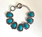 Turquoise* Edelsteen Armband: (Size:18/21cm), Staal, Nieuw, Met edelsteen, Verzenden