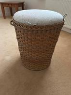 Rieten Opbergmand met Stoffen Zitting, Ophalen, Gebruikt, Mand, Rond