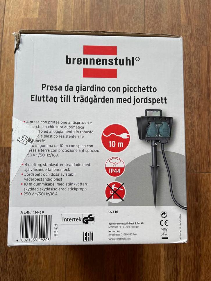 Brennenstuhl Tuin Stopcontactdoos met Aardspies, Tuin en Terras, Buitenverlichting, Nieuw, Overige typen, Kunststof, Netvoeding