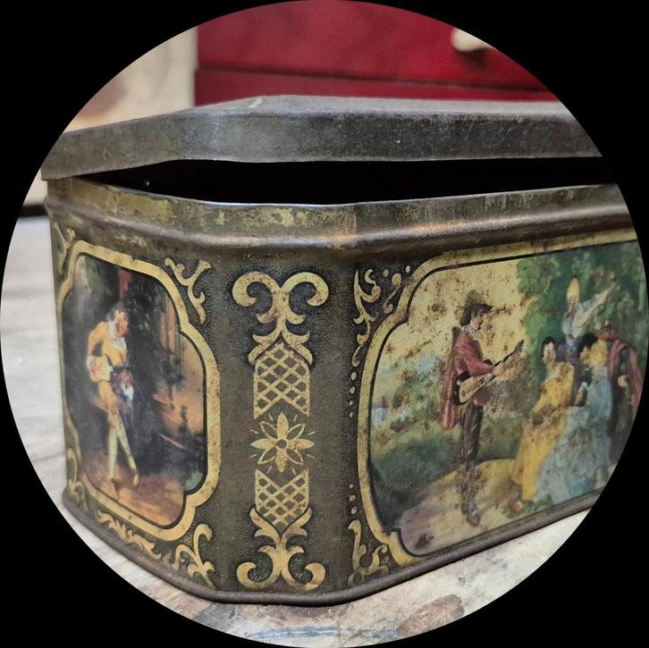 Vintage De Gruyter Goudmerk Thee Blik, Antiek en Kunst, Antiek | Overige Antiek, Ophalen of Verzenden