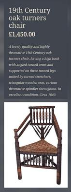 OCK TURNERS CHAIR 19TH CENTURY, Antiek en Kunst, Ophalen