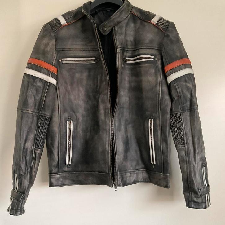 LEREN HERENHACK JAS MET RITS ANTRACIET MT M NUBECK z.g.a.n., Kleding | Heren, Jassen | Winter, Zo goed als nieuw, Maat 48/50 (M)