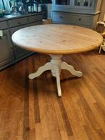 Ronde verlengbare eettafel wit/blank 120 - 160 cm, Huis en Inrichting, Ophalen, Zo goed als nieuw, Landelijk, 4 tot 6 stoelen