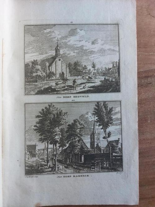 99-100 / Dorp Zegveld en Kamerik Kopergravure 18e eeuw, Antiek en Kunst, Kunst | Etsen en Gravures, Ophalen of Verzenden