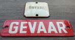 Om1930-1950 Deurpost Emaille Bordje Bord "GEVAAR" Trein Tram, Antiek en Kunst, Antiek | Emaille, Ophalen of Verzenden