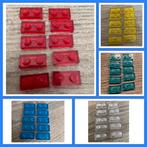 10x lego 1x2 plaatjes met nopjes transparant in 5 kleuren, Ophalen of Verzenden, Nieuw, Losse stenen, Lego