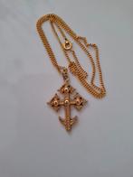 Byzantijns kruis aan goudvergulde ketting, Ophalen of Verzenden, Goud, Ketting, Verguld