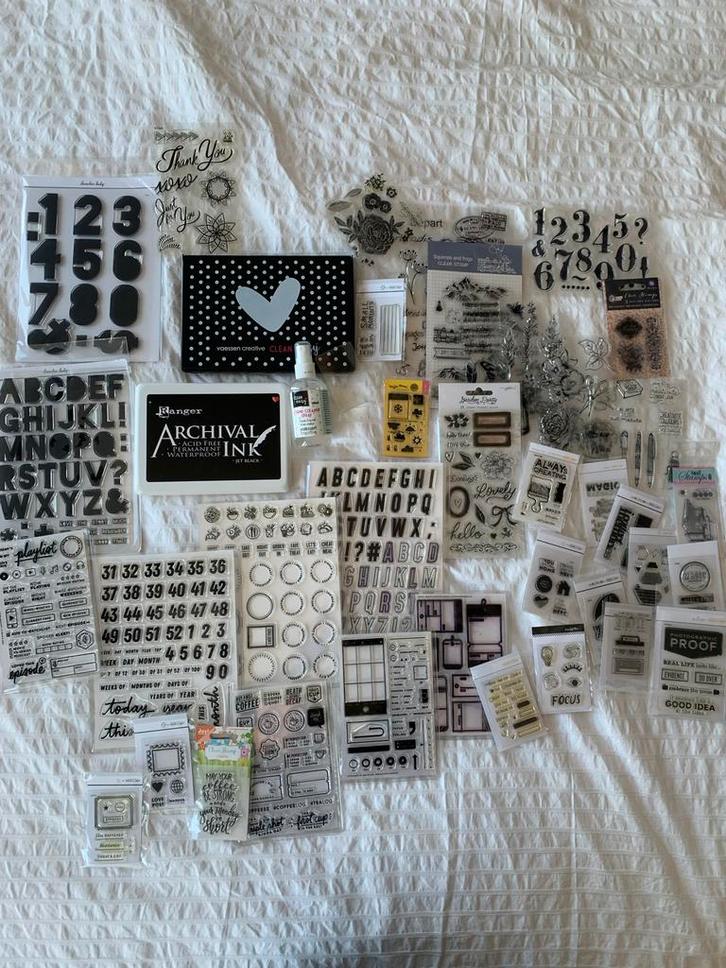 Clear Stamps Collectie met Inkt en Blok, Hobby en Vrije tijd, Stempelen, Zo goed als nieuw, Clearstamp, Ophalen of Verzenden