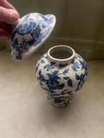 Vintage Delfts Blauw Vaas met Deksel, Ophalen of Verzenden