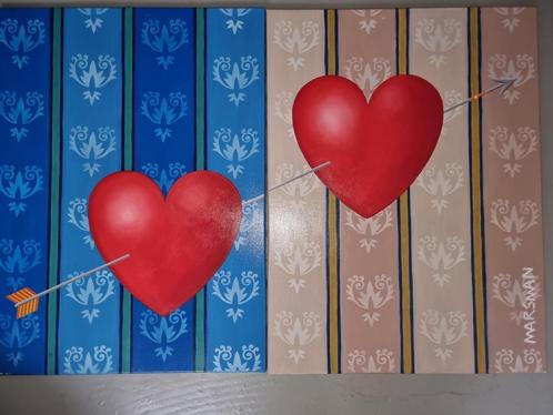 Origineel groot werk op doek van Jean-Paul Marsman  LOVE  Or, Antiek en Kunst, Kunst | Schilderijen | Klassiek, Ophalen