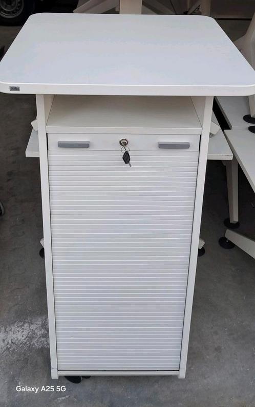 Hoge statafel, met roldeur en slot, wit met lade, Huis en Inrichting, Kasten | Roldeurkasten en Archiefkasten, Gebruikt, Minder dan 100 cm