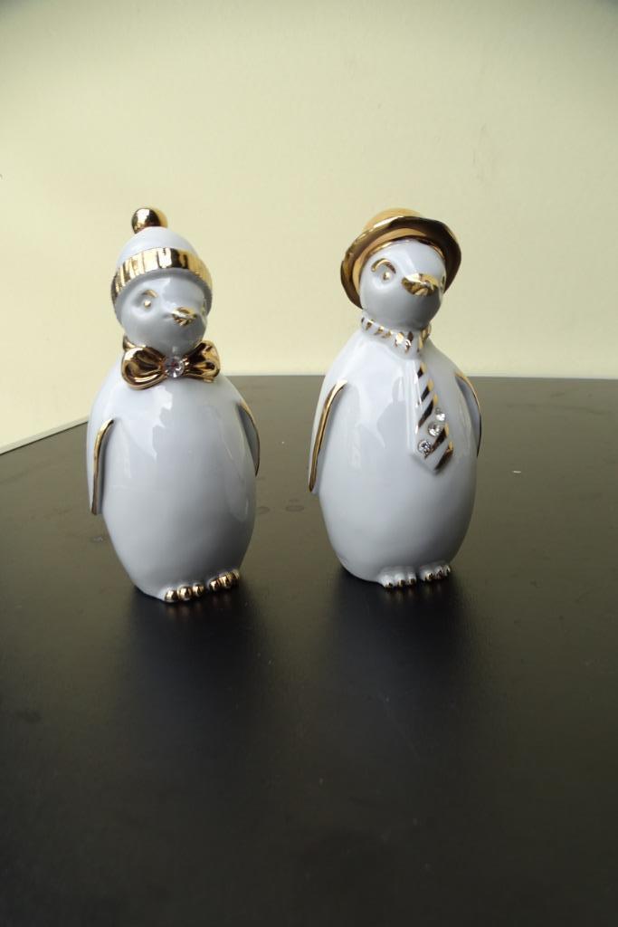 2 Pinguins, Capodimente met Swarovski, Antiek en Kunst, Antiek | Porselein, Ophalen of Verzenden