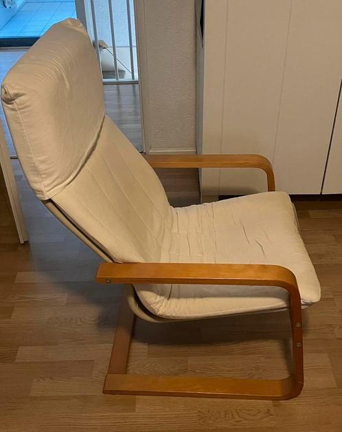 Gebruikte Fauteuil Ikea Poäng Hout/Stof, Huis en Inrichting, Fauteuils, Gebruikt, Hout, 50 tot 75 cm, 75 tot 100 cm, Ophalen