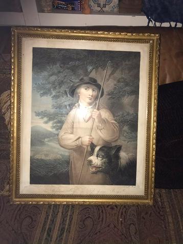 Antieke Gravure in Antieke Lijst beschikbaar voor biedingen