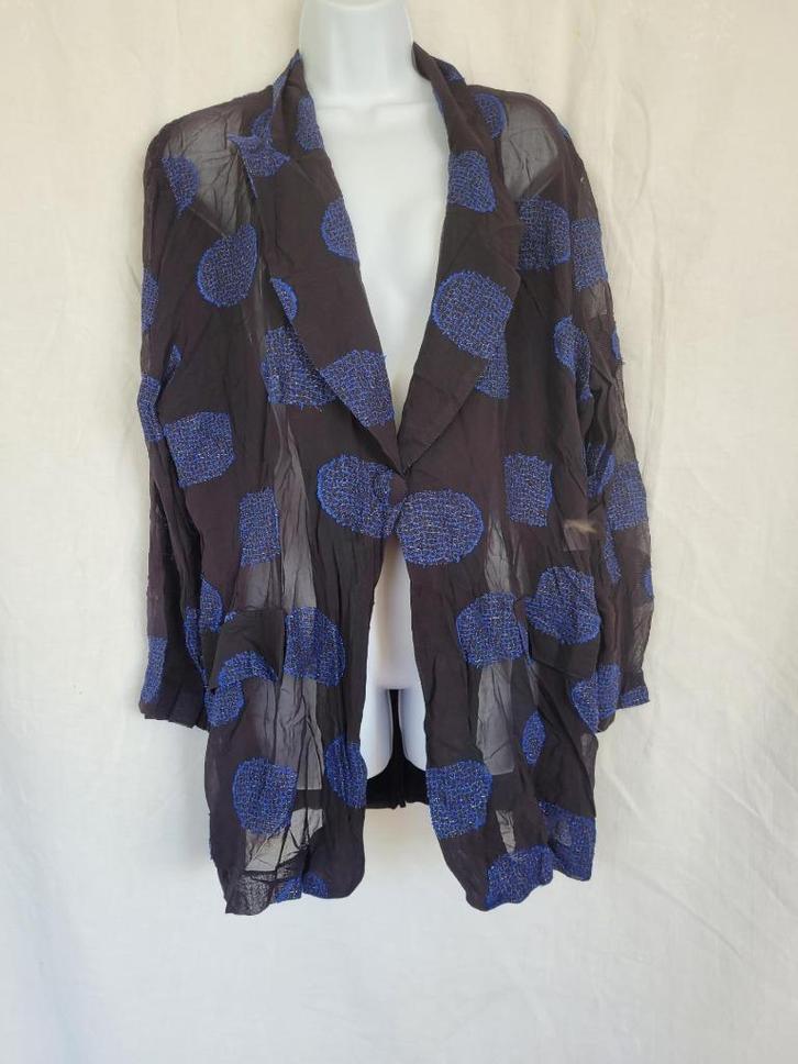 Aparte blouse zwart-blauw glitter doorschijnend mt XL, Kleding | Dames, Blouses en Tunieken, Zo goed als nieuw, Maat 46/48 (XL) of groter